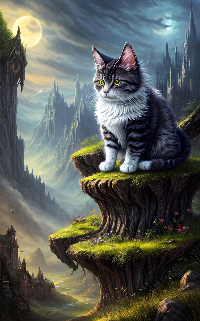 800x1280 Fantasy Cat In Wonderland Background Photo. JPG Free Download