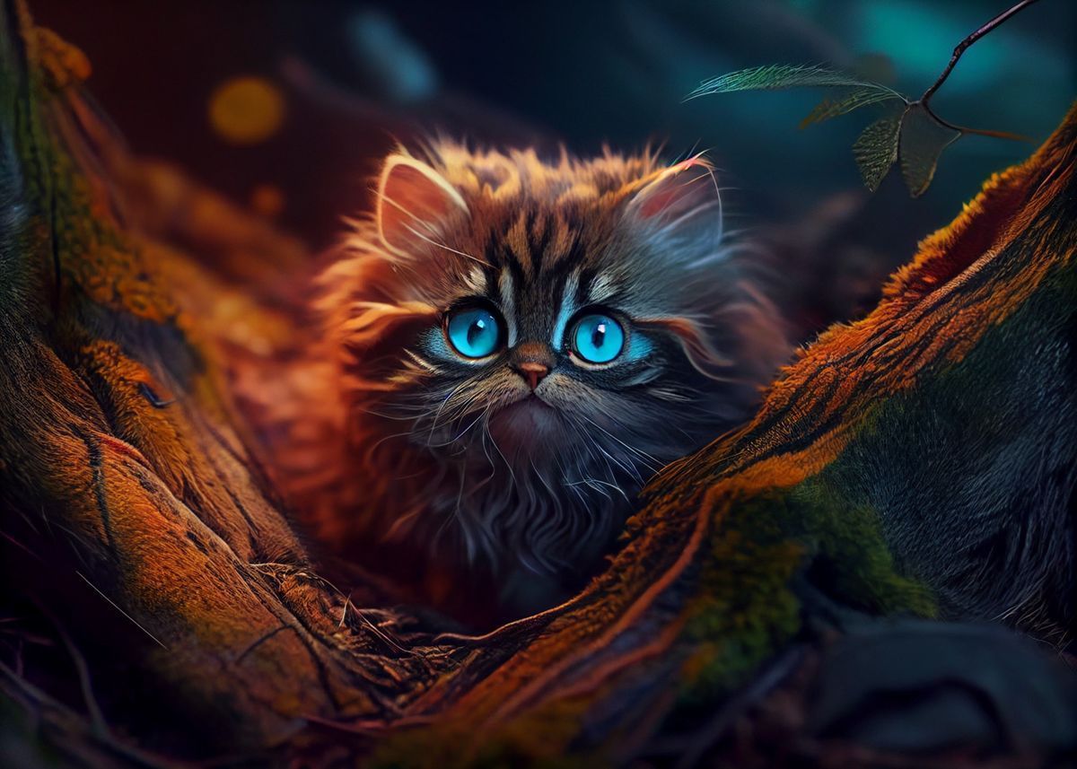 1200x857 Colorful cat' Poster