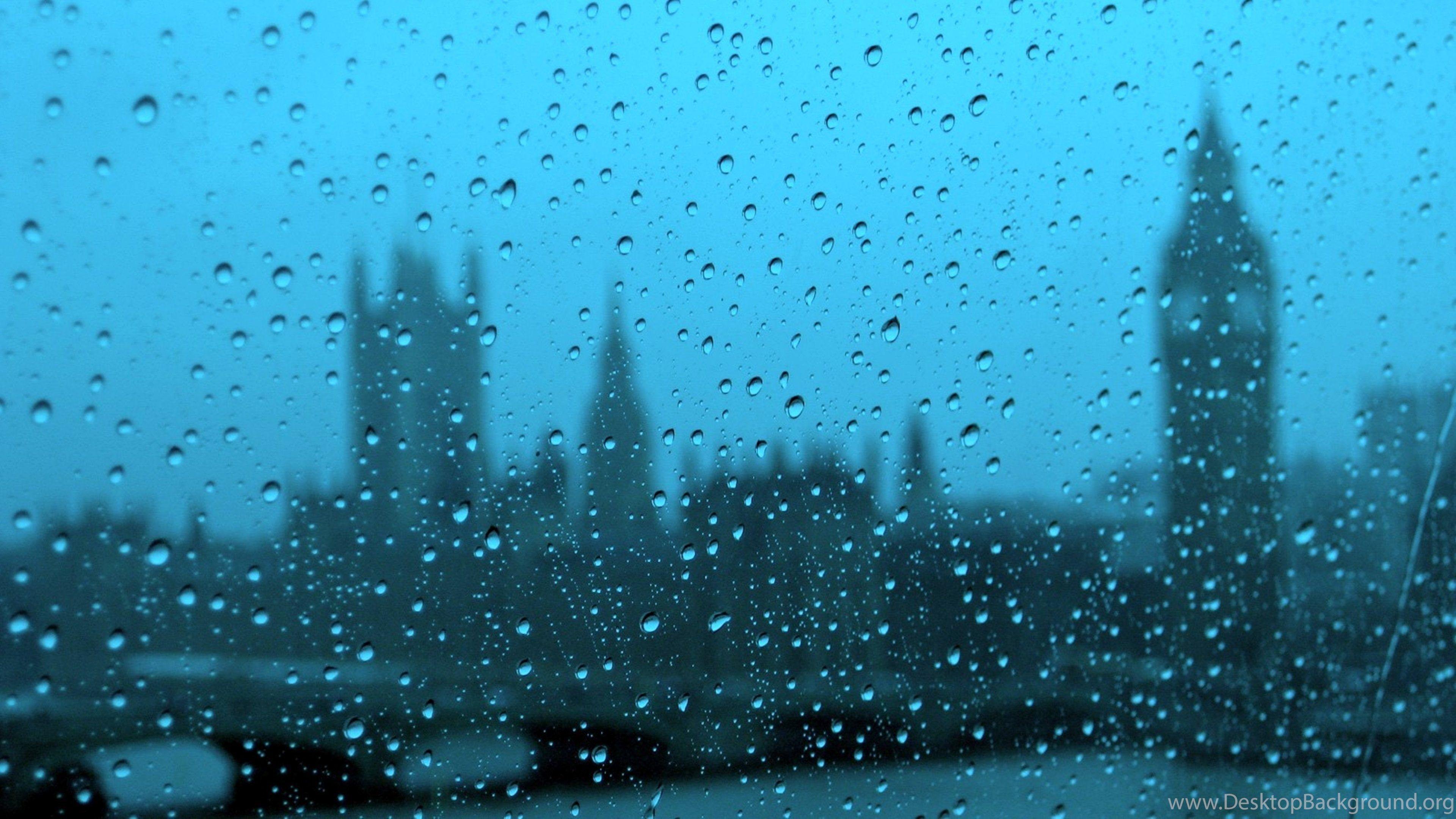 3840x2160 Window Glass Drops Rain Bokeh Wallpaper Desktop Background