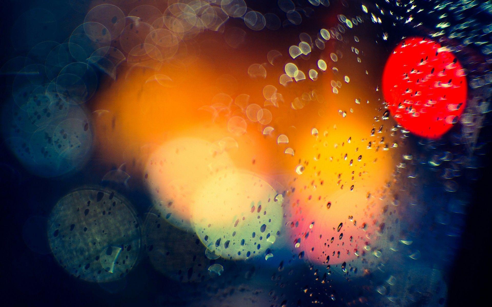 1920x1200 bokeh, Drops, Rain, Lights, Window, Glass, Water, Color Wallpaper