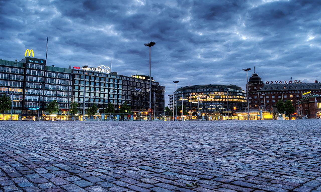 1280x765 Photos Helsinki Finland HDR Sky Street lights Cities