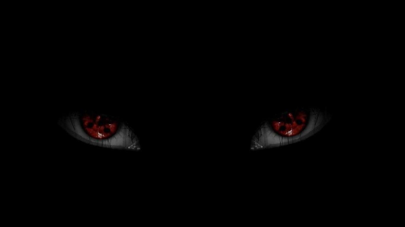 1366x768 Wallpaper / one animal, eyeball, iris, eye, black color, 720P, human eye, looking at camera, studio shot, horror, Uchiha Itachi, dark, Naruto Shippuuden, eyes Wallpaper