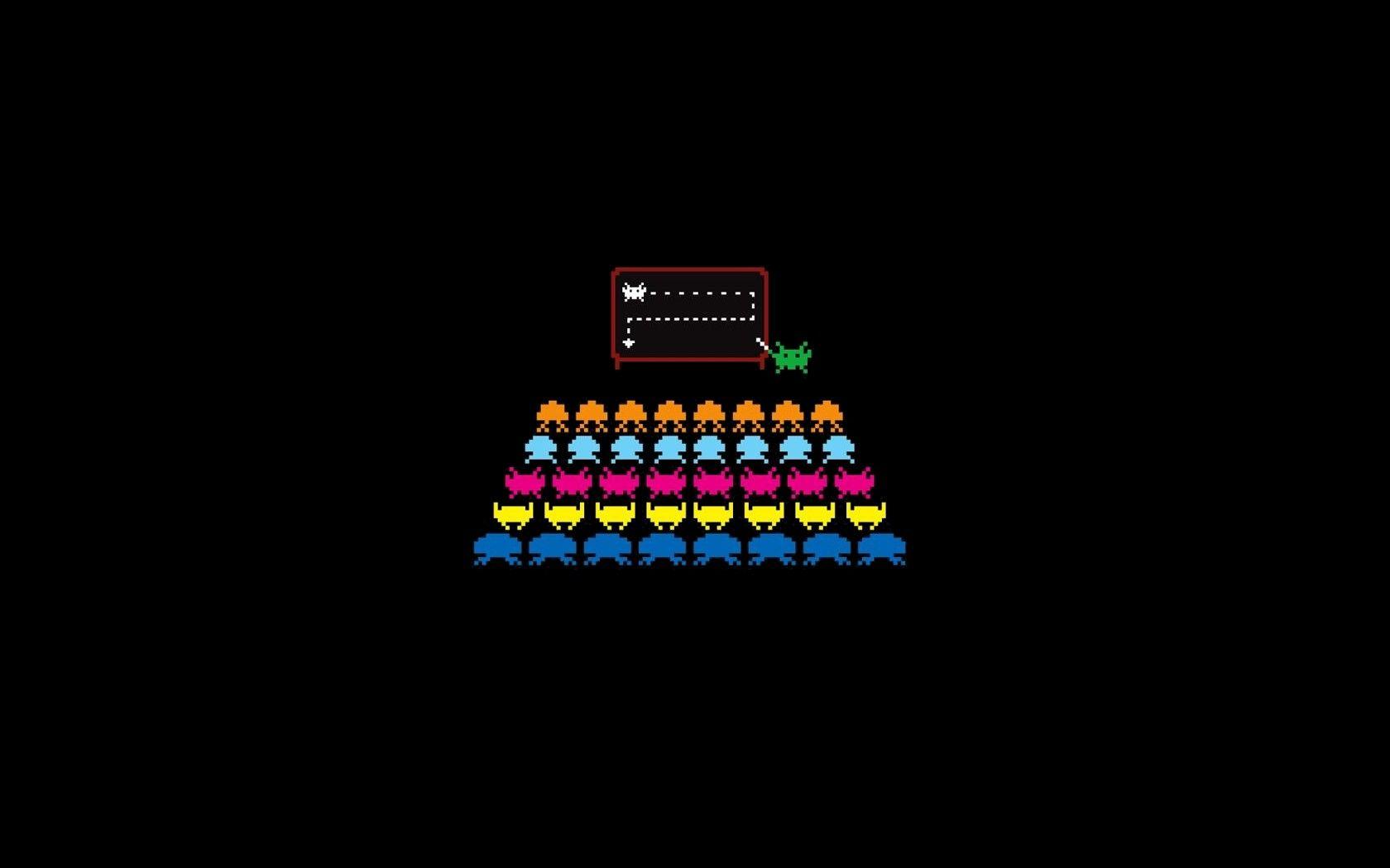 1680x1050 Space Invaders, Retro Games, Black Background 4K HD wallpaper