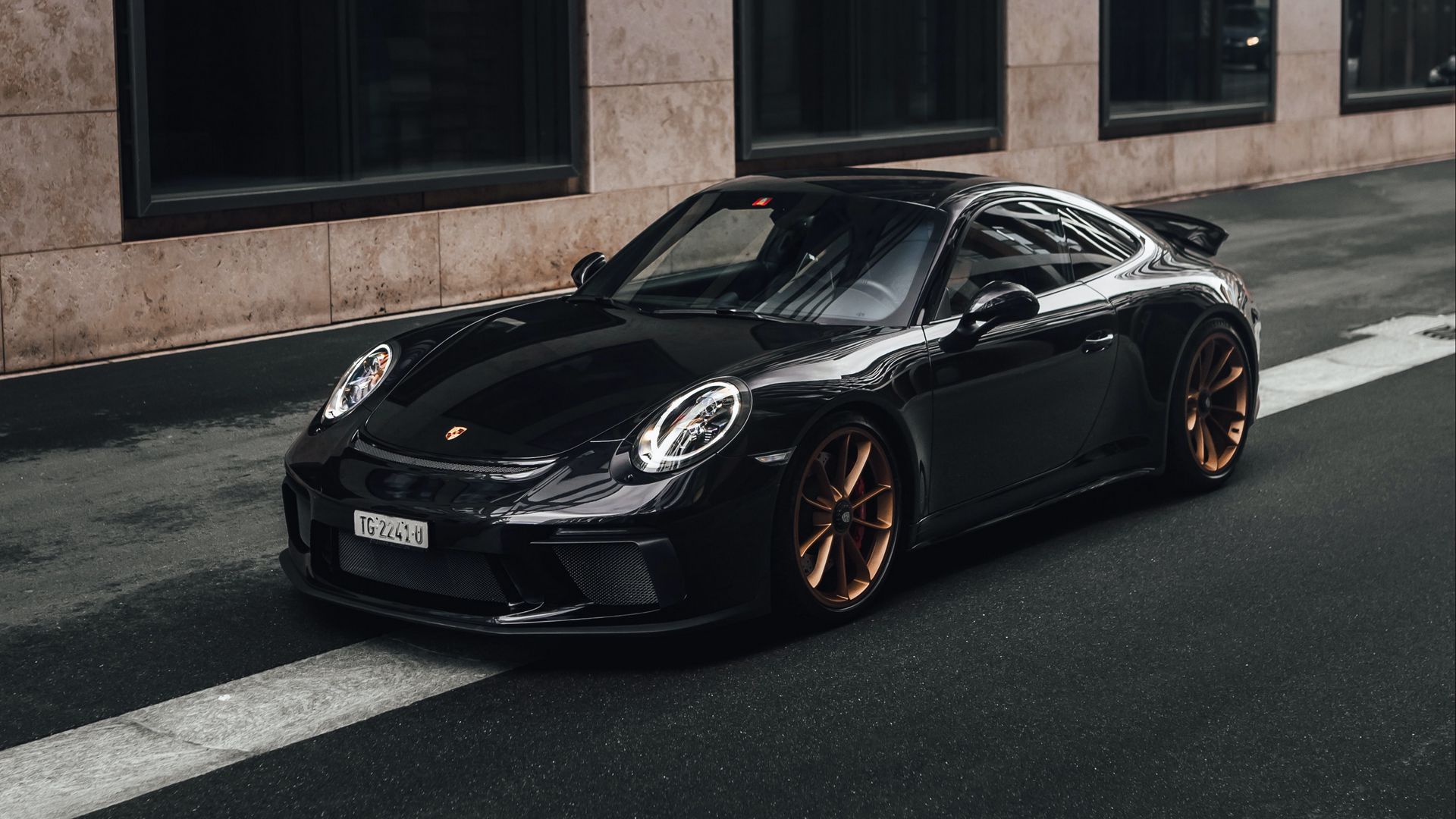 1920x1080 Download wallpaper 1920x1080 porsche porsche, car, sports car, black full hd, hdtv, fhd, 1080p HD background