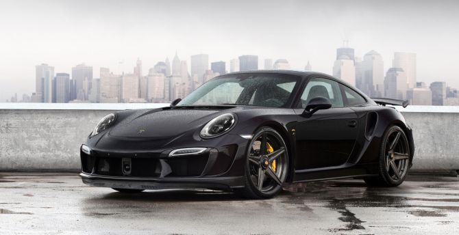670x344 Wallpaper black car, 2019 porsche 911 turbo desktop wallpaper, HD image, picture, background, de9e88