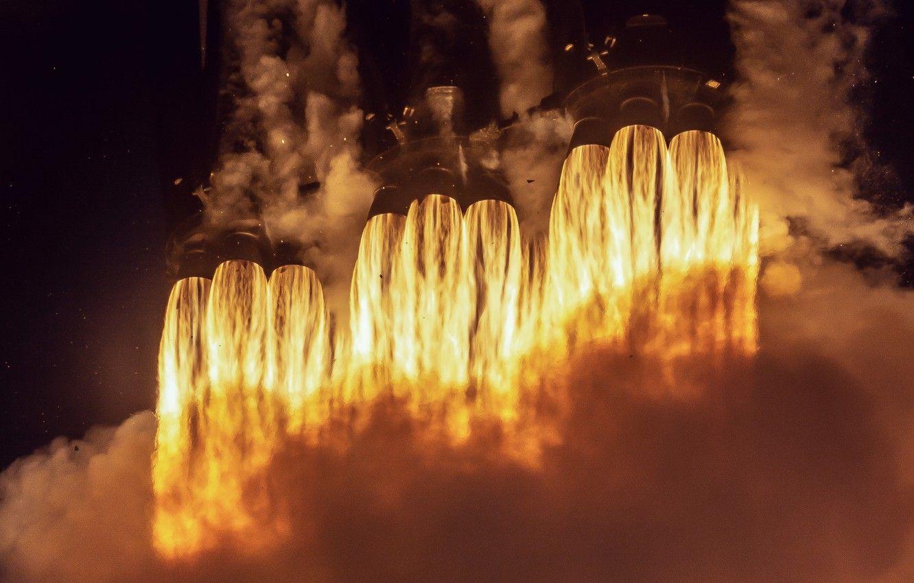 1332x850 Wallpaper heat, fire, rocket, SpaceX, booster, Falcon Heavy, Elon