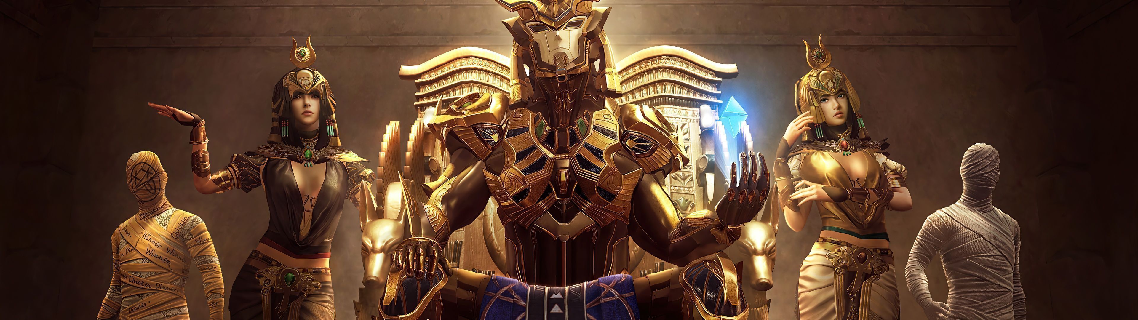 3840x1080 PUBG MOBILE Wallpaper 4K, Golden Pharaoh X Suit