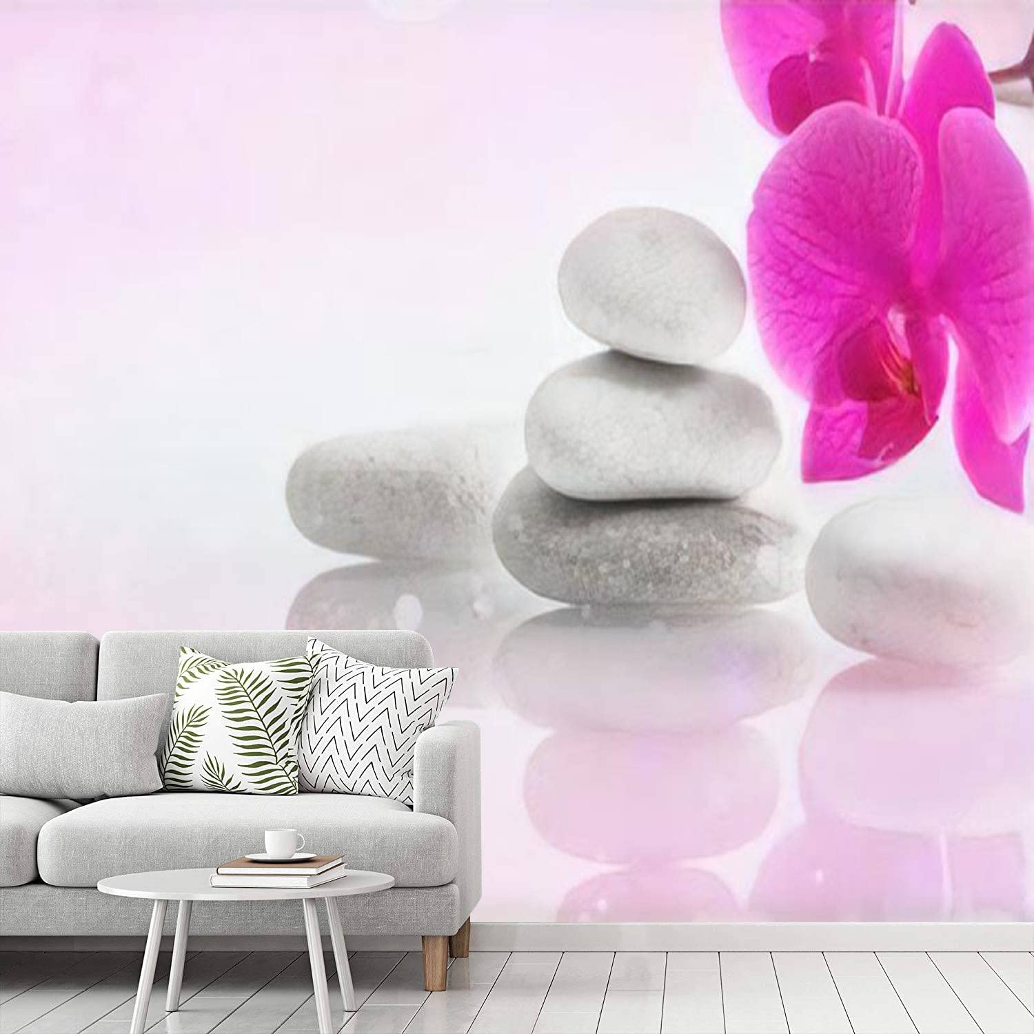 1500x1500 Peel and Stick Wallpaper Wellness Relax Massage and Wellbeing Concept Spa Stones and Orchid Self Adhesive Removable and Contact Paper for Room Home Bedroom Living Room Decoration Mural Wall Paper