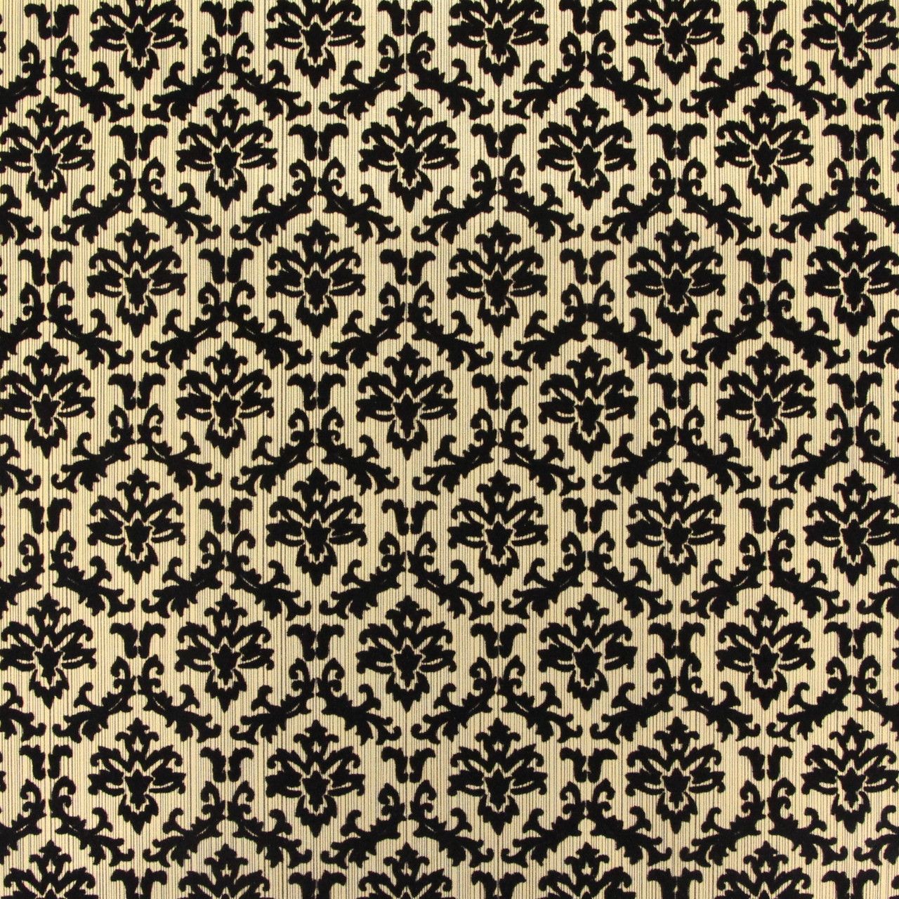 1280x1280 1970s Vintage Wallpaper Black and Gold Flock Small Damask Design's Vintage Wallpaper
