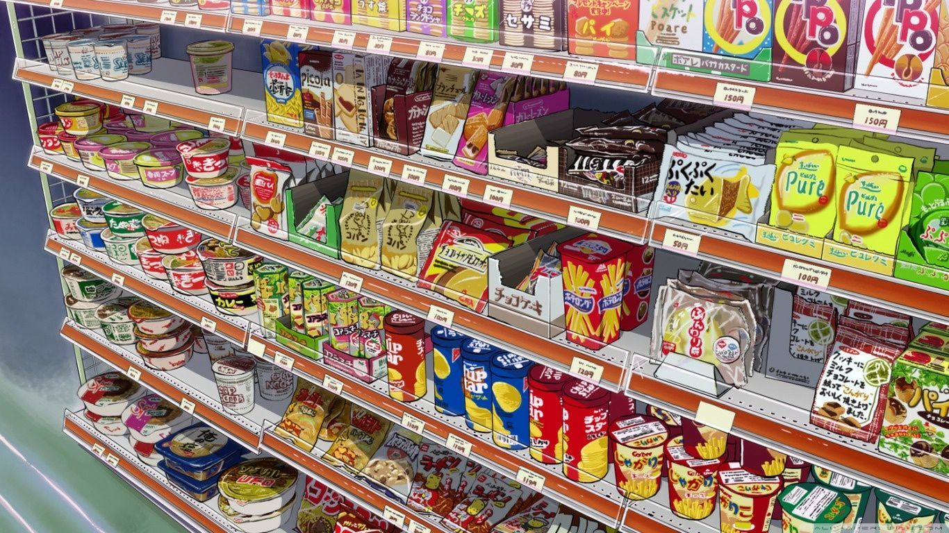 1366x768 Anime Food Store Ultra HD Desktop Background Wallpaper for 4K UHD TV