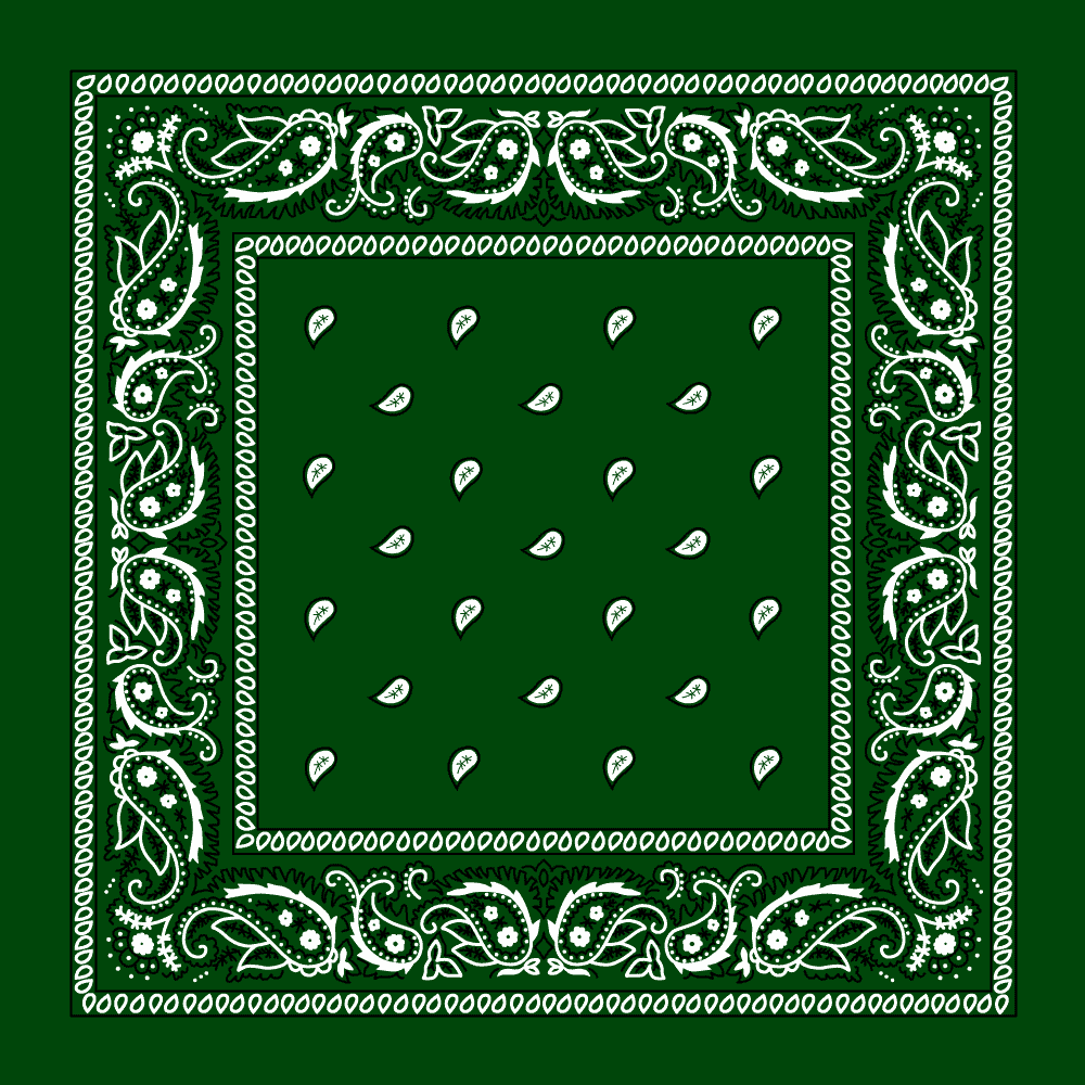 1000x1000 Hunter Green Paisley Bandanas