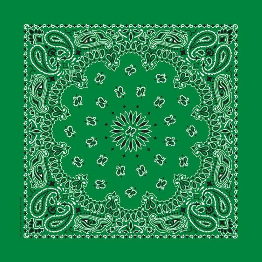 900x900 Cotton Bandanna Green Paisley