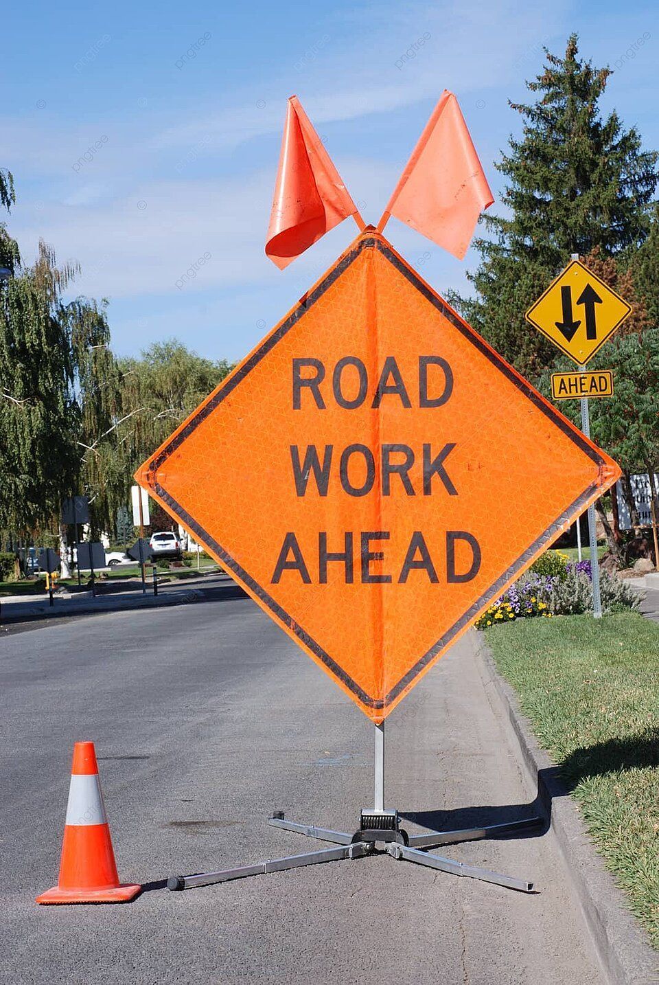960x1434 Road Work Ahead Sign Men At Work Beware Site Photo Background And Picture For Free Download