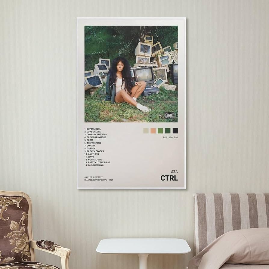 894x894 OzAre SZA Poster CTRL Poster Canvas Printed Poster Home Decor Poster Wall Art Hanging Picture Print Bedroom Decorative Painting Posters Room Aesthetic 20x30inch(50x75cm): Posters & Prints