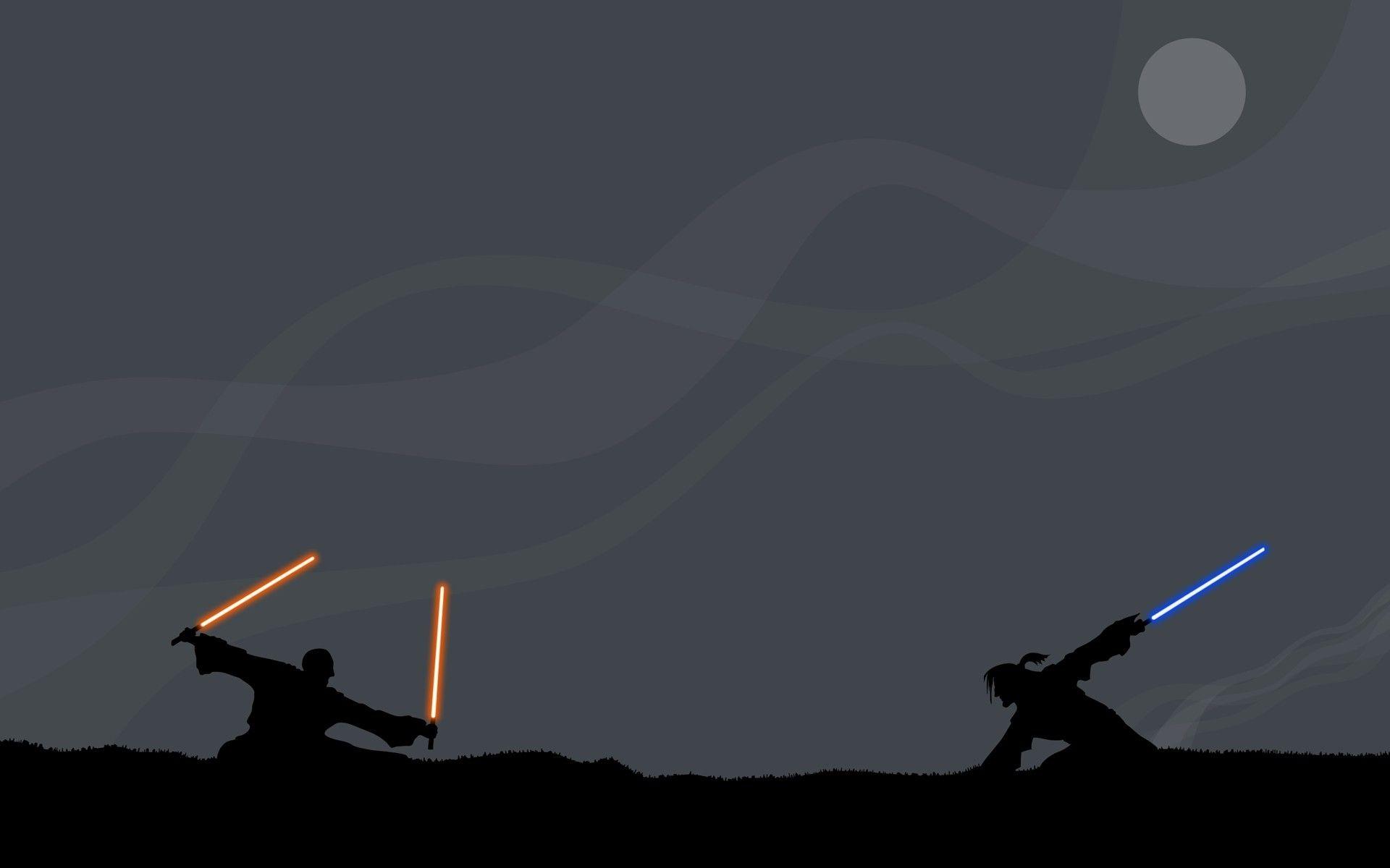 1920x1200 #lightsaber, #silhouette, #artwork, #Star Wars, #Jedi