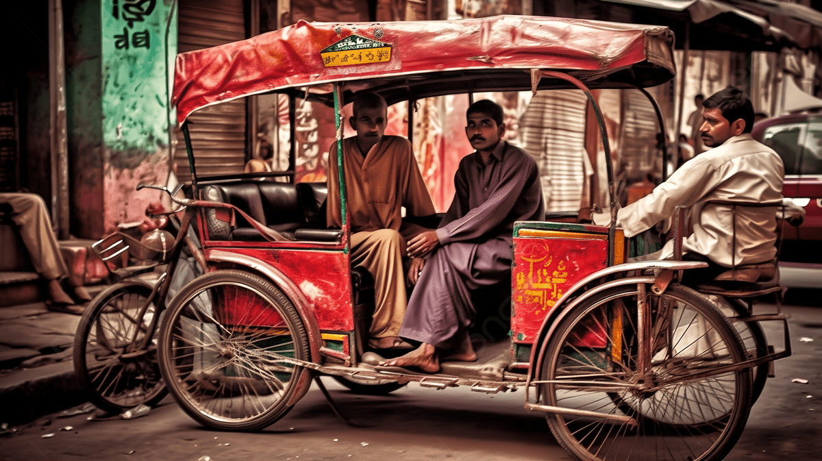 1200x673 Two Men And A Man Sitting In A Rickshaw Background, Rickshaw Picture Background Image And Wallpaper for Free Download