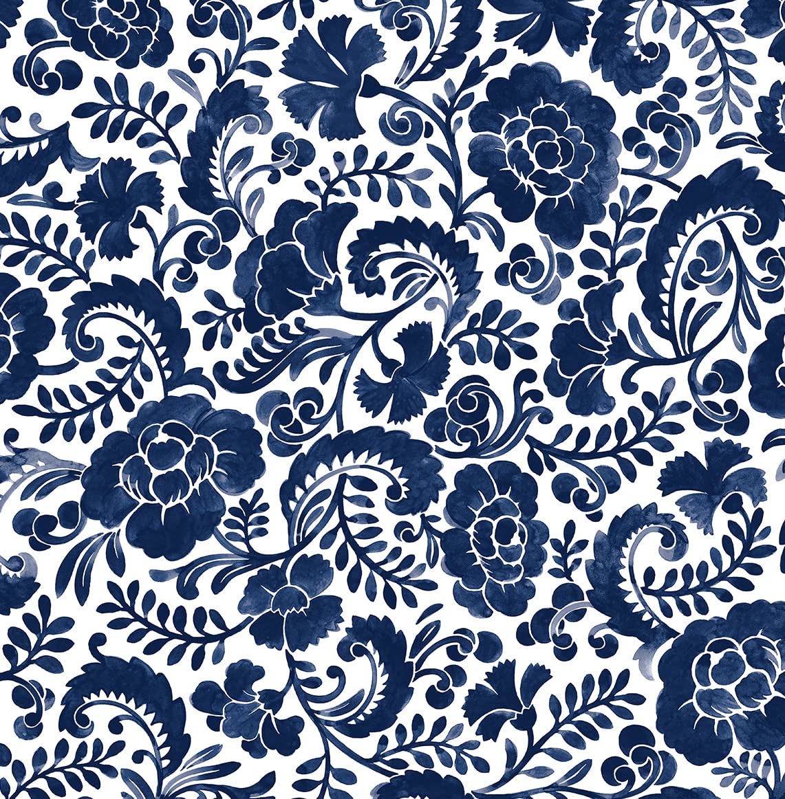 1141x1162 NextWall Tonal Paisley Peel and Stick Wallpaper (Navy Blue)