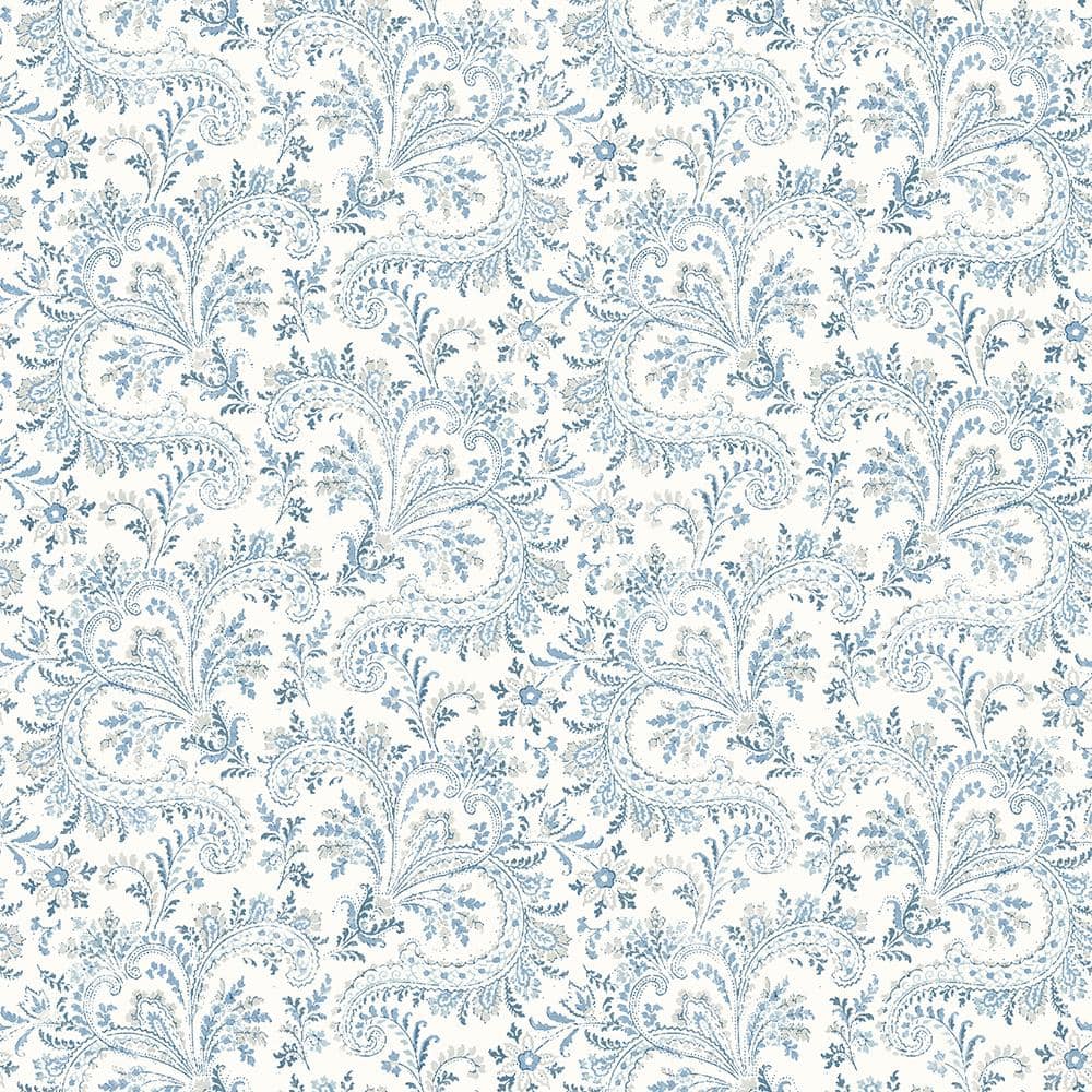 1000x1000 Chesapeake Sycamore Blue Paisley Floral Blue Wallpaper Sample 3119 01387SAM Home Depot