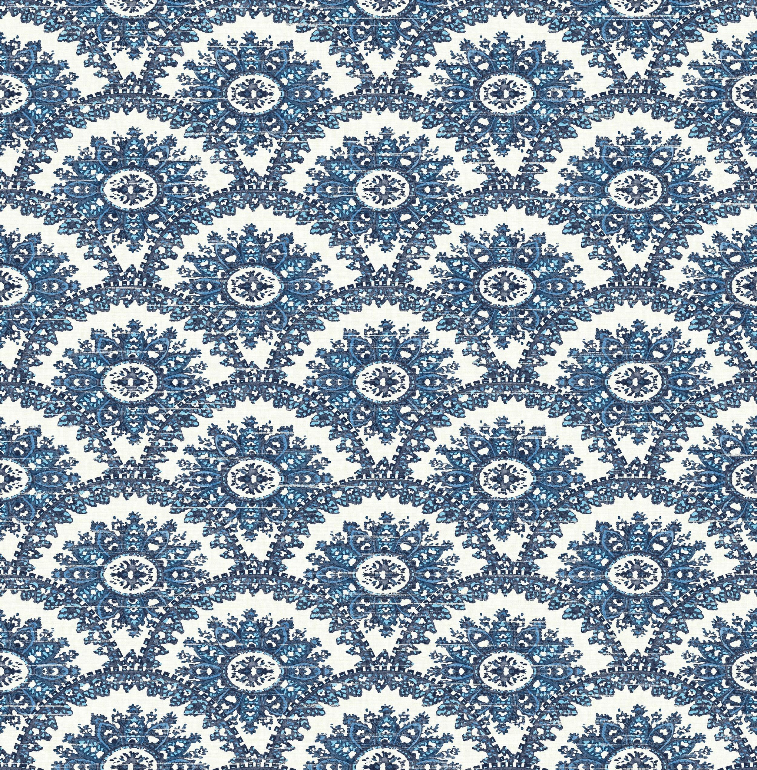 2500x2544 Scalloped Paisley Wallpaper Bolt- Prussian Blue