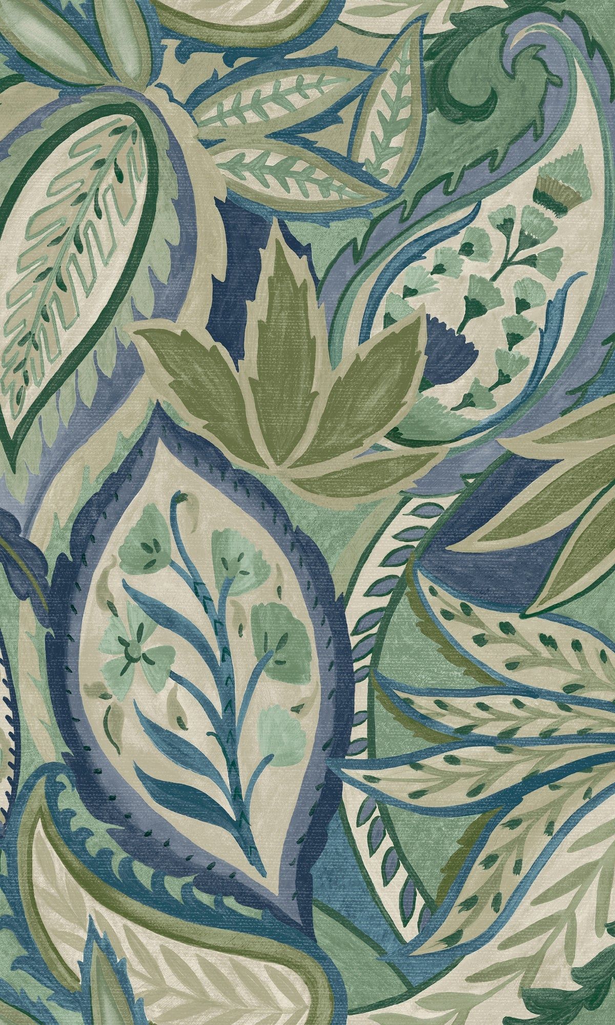 1200x2000 Blue Paisley All Over Tropical Wallpaper R8259