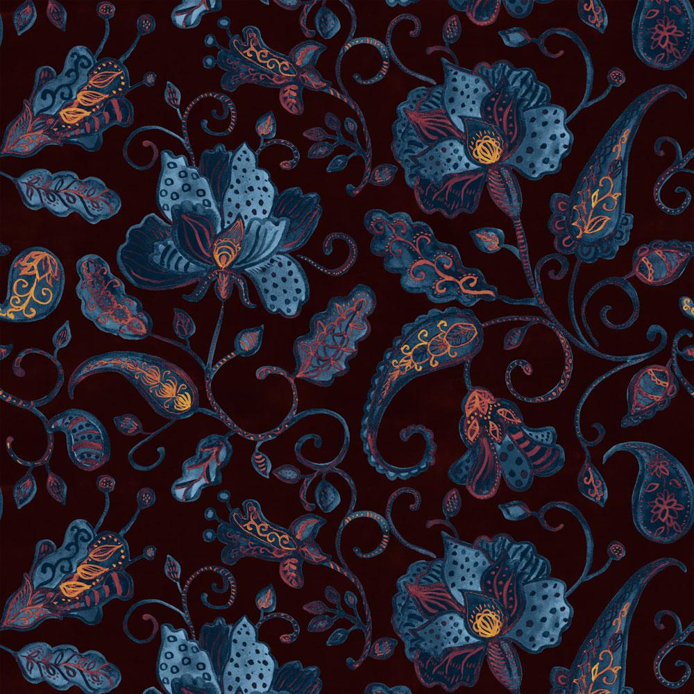 1000x1000 Paisley floral. Dark floral pattern removable wallpaper!