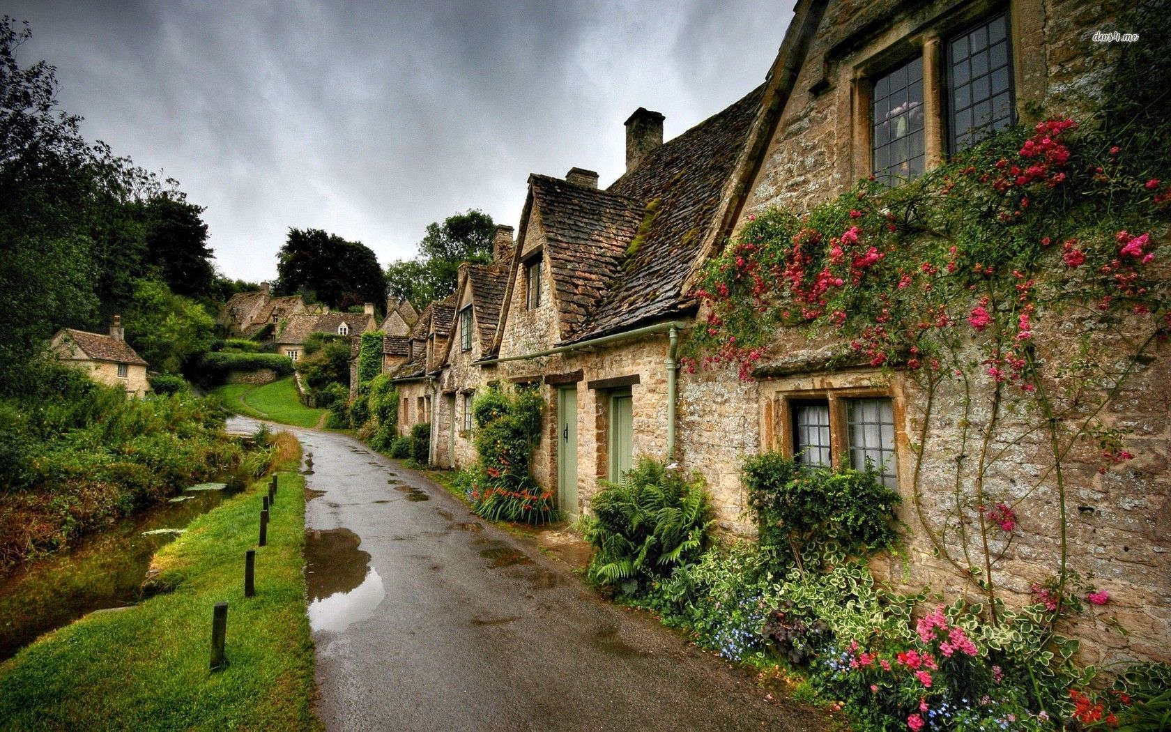1680x1050 Beautiful village street after the rain HD wallpaper. Beautiful villages, Pictureque, Arlington row
