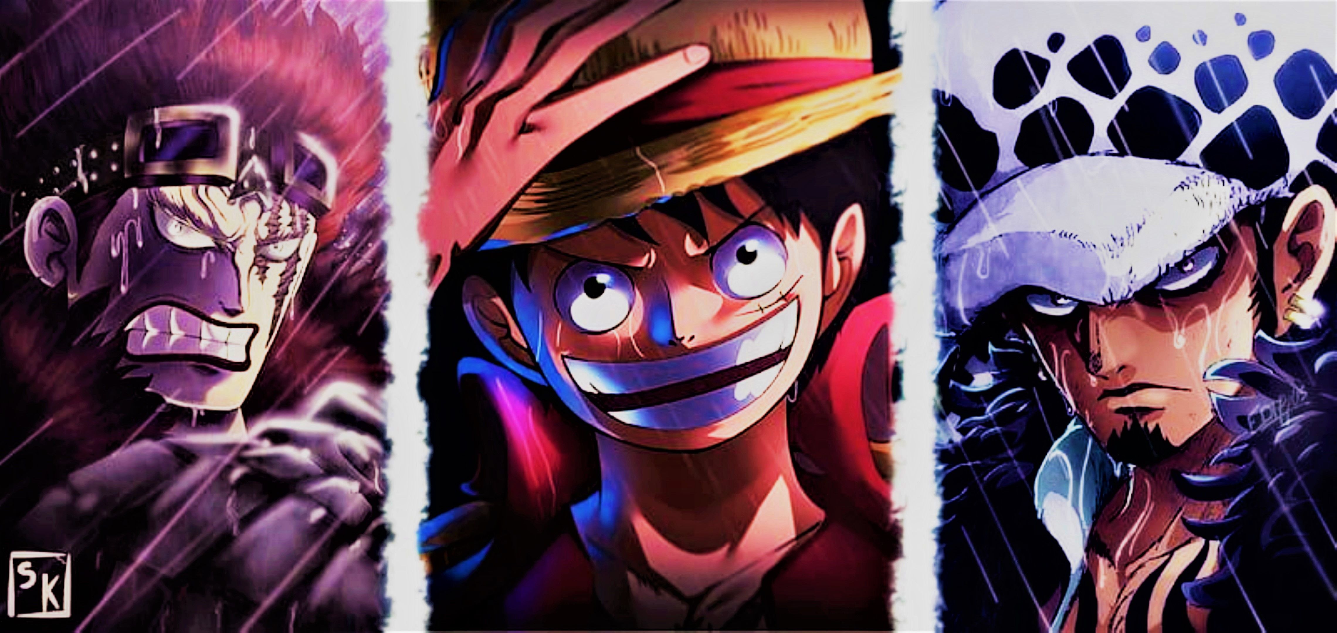 4559x2160 One Piece, Monkey D. Luffy, Trafalgar Law, Eustass Kid, Yonkox2160 Wallpaper
