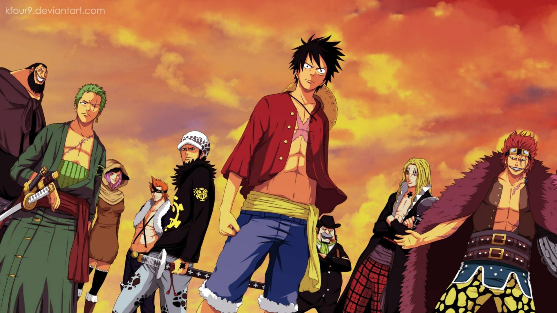 1920x1080 Download Eustass Kid Luffy Law Zoro Hawkins Wallpaper