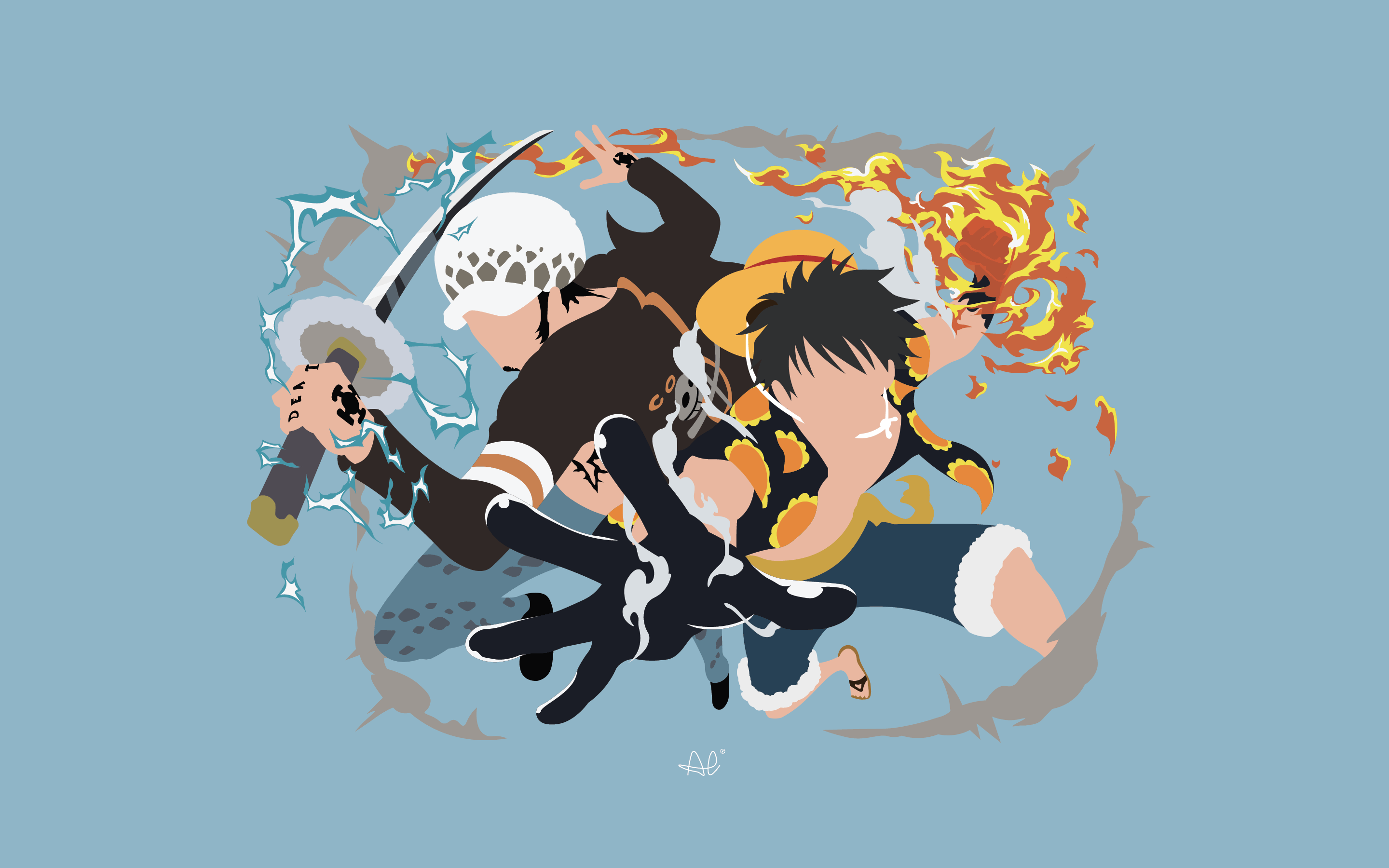 2880x1800 Minimalist art: Luffy Law