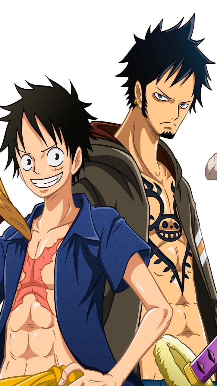 720x1280 Download wallpaper 720x1280 one piece, anime boys, monkey d. luffy, trafalgar d. water law, samsung galaxy mini s s neo, alpha, sony xperia compact z z z asus zenfone, 720x1280 HD background