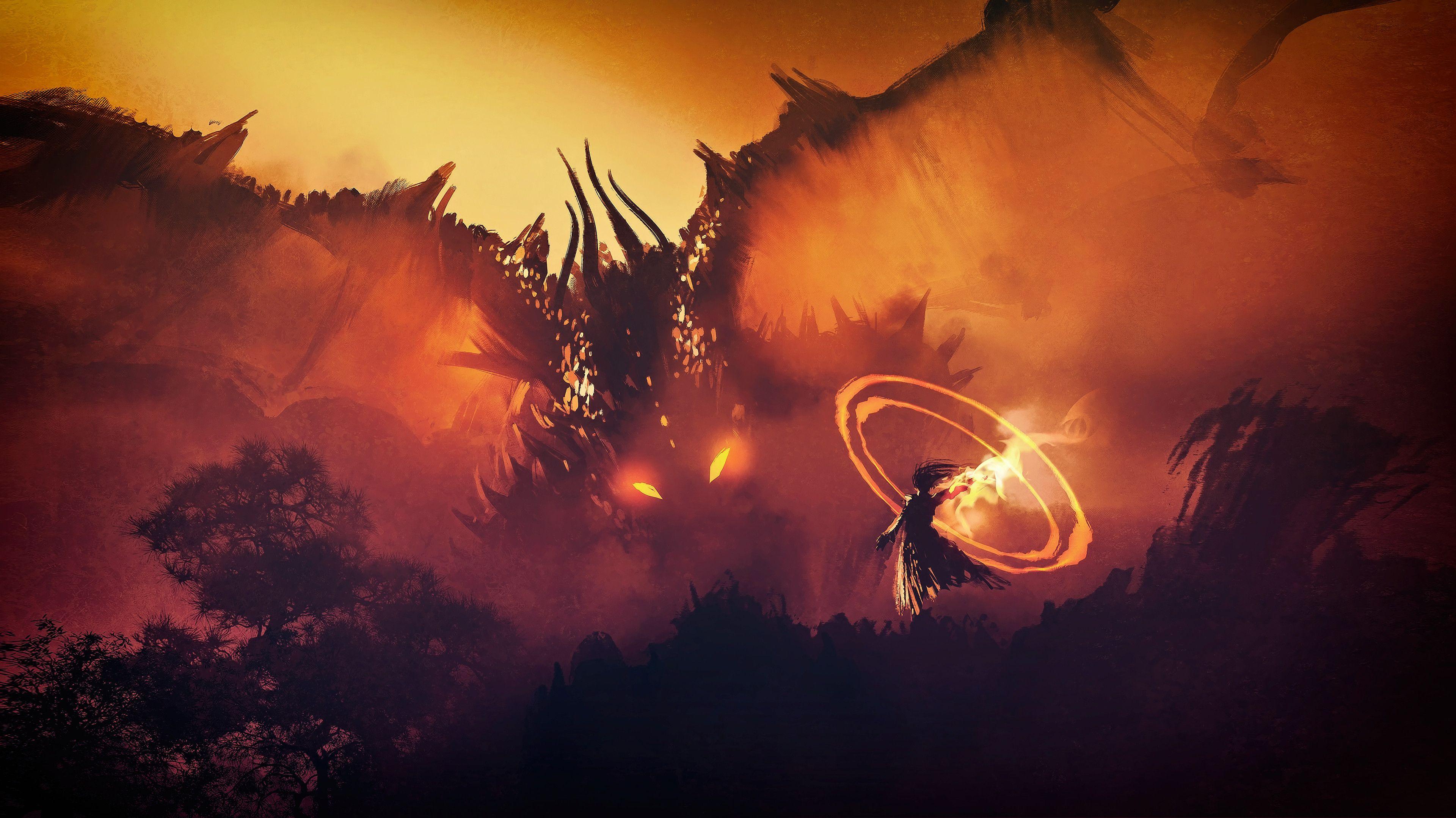3840x2160 Wizard vs Dragon [3840×2160]