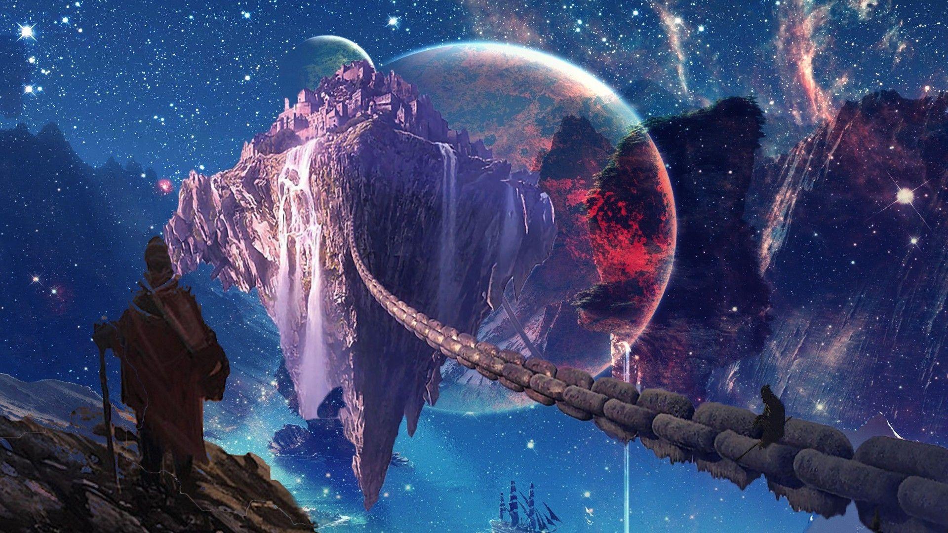 1920x1080 planet, Landing, Science Fiction, Wizard, Assassins, Mountain, Sea