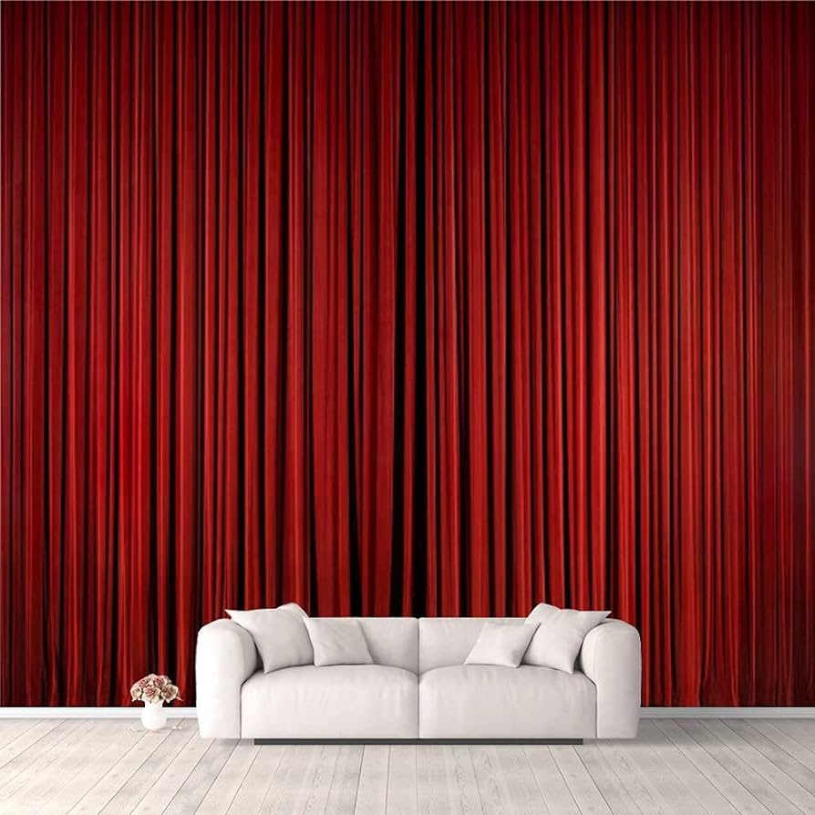 894x894 Modern 3D Red Theatre Curtain Wallpaper Stick and Peel Wall Stickers Removable Wall Paper Mural for Living Room Bedroom TV Background Wall : Tools & Home Improvement