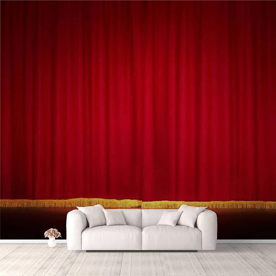 894x894 Modern 3D Theatre Stage with Red Curtain Wallpaper Stick and Peel Wall Stickers Removable Wall Paper Mural for Living Room Bedroom TV Background Wall : Tools & Home Improvement