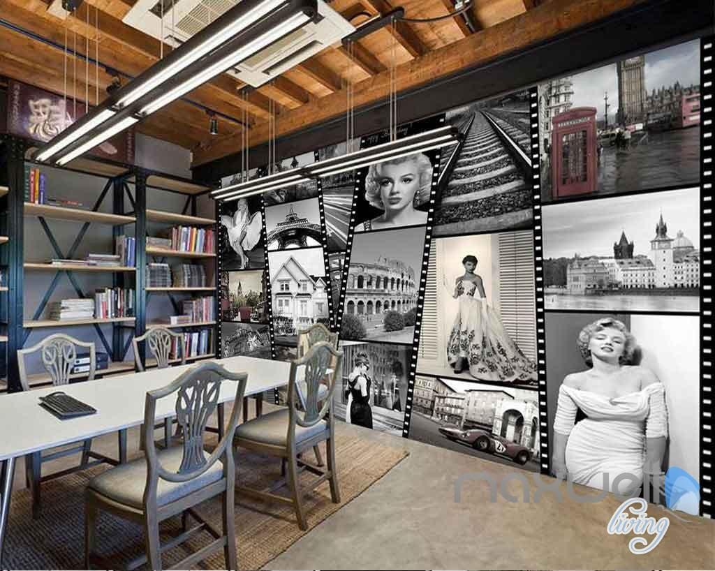 1024x818 3D Classic Old Movie Film Wallpaper Home Theatre Decals Wall Mural Art