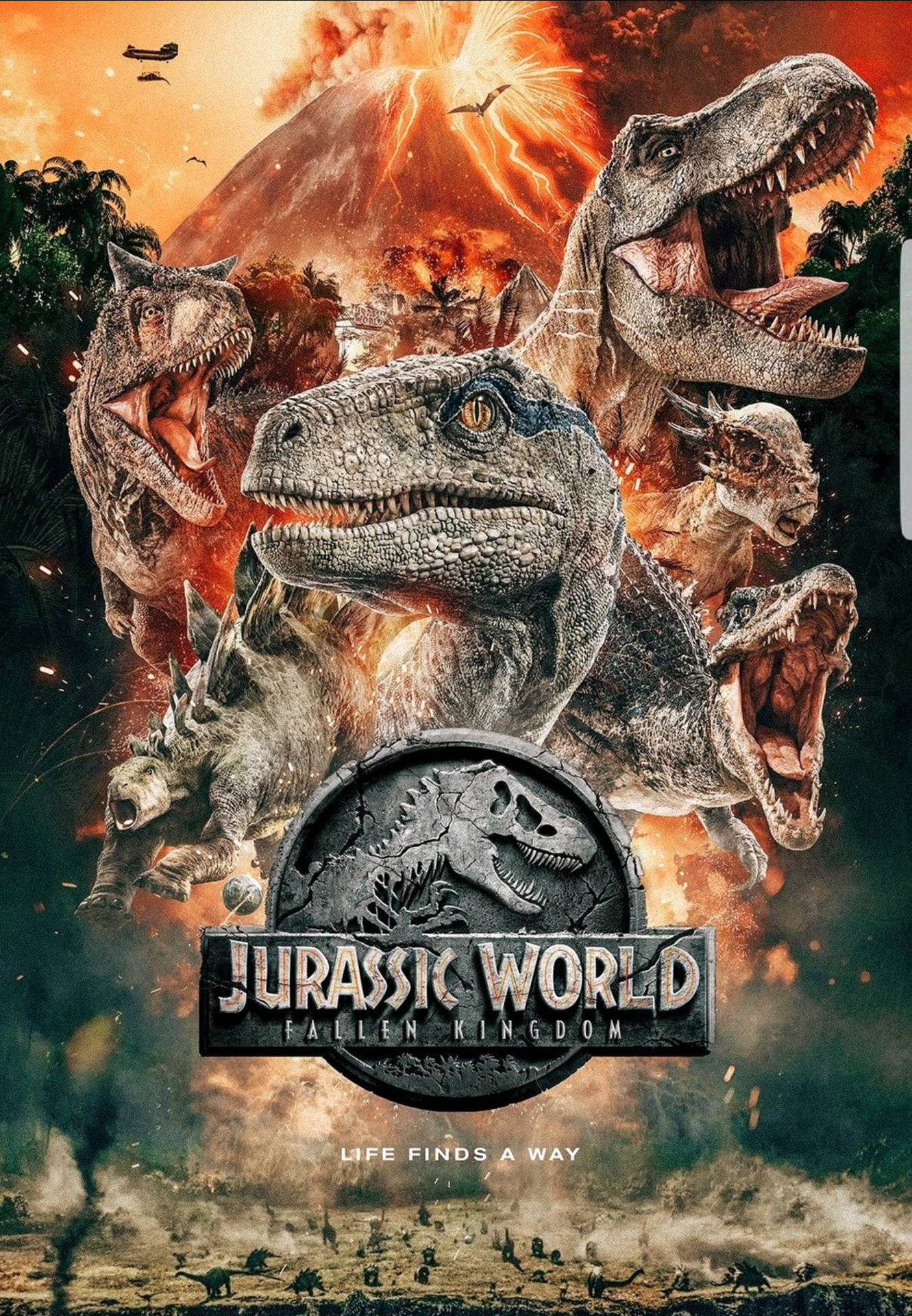 1331x1920 Download Jurassic World Active Volcano Wallpaper