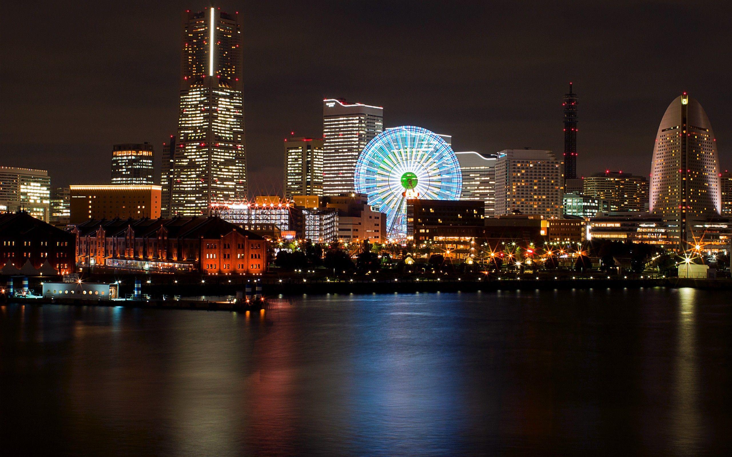 2560x1600 Japan yokohama cityscapes lights nightlife wallpaper. AllWallpaper