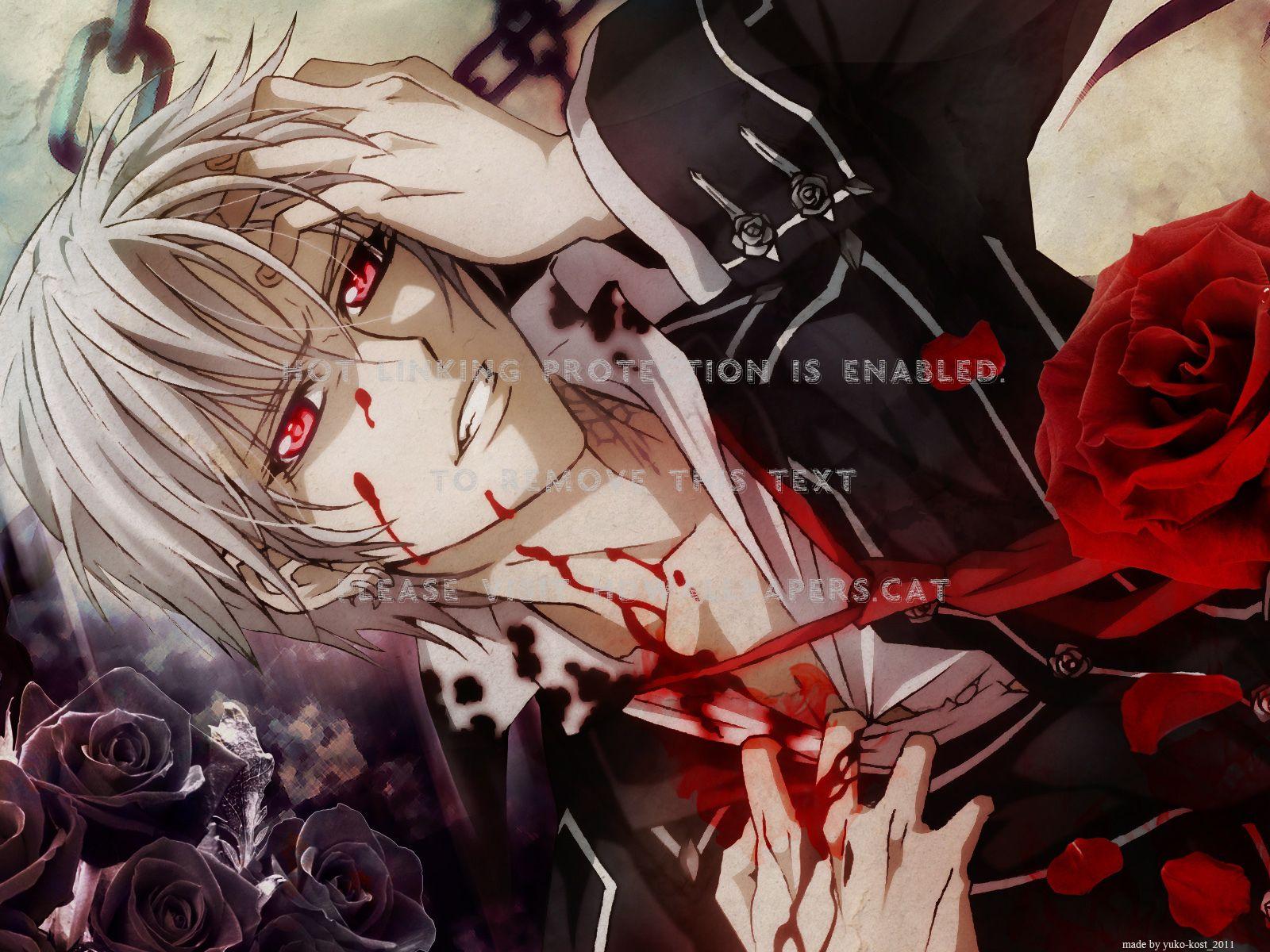 1600x1200 bloody roses vampire knights zero kiryu red