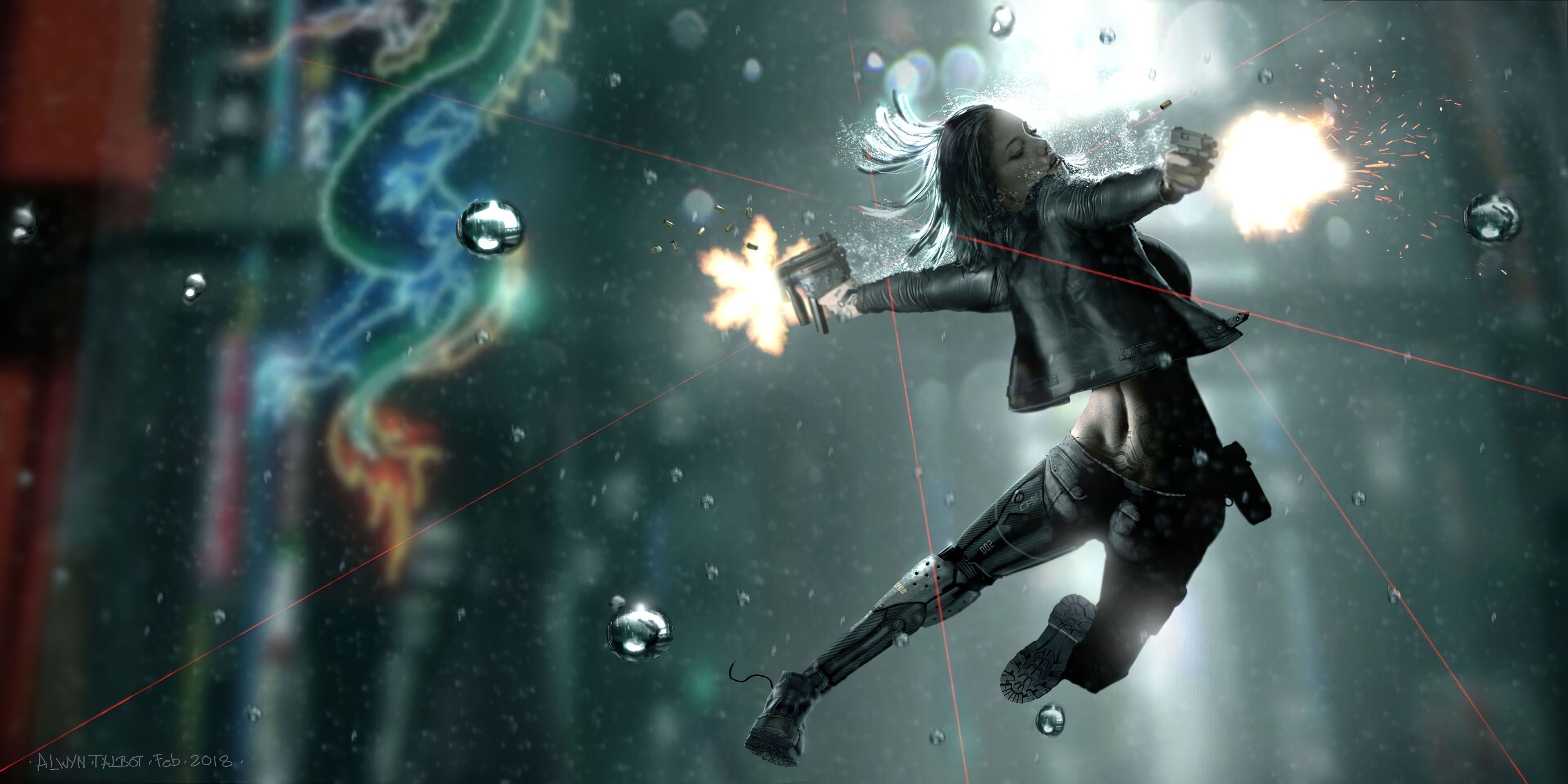 3840x1920 Sci Fi Women Warrior HD Wallpaper