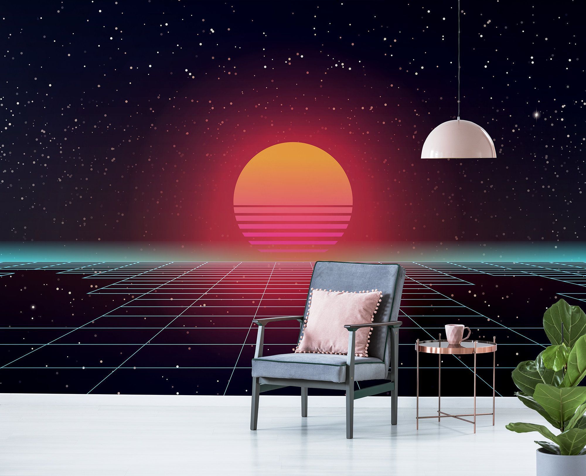 2000x1625 Retro Space Wallpaper 80's Style Self Adhesive Peel and