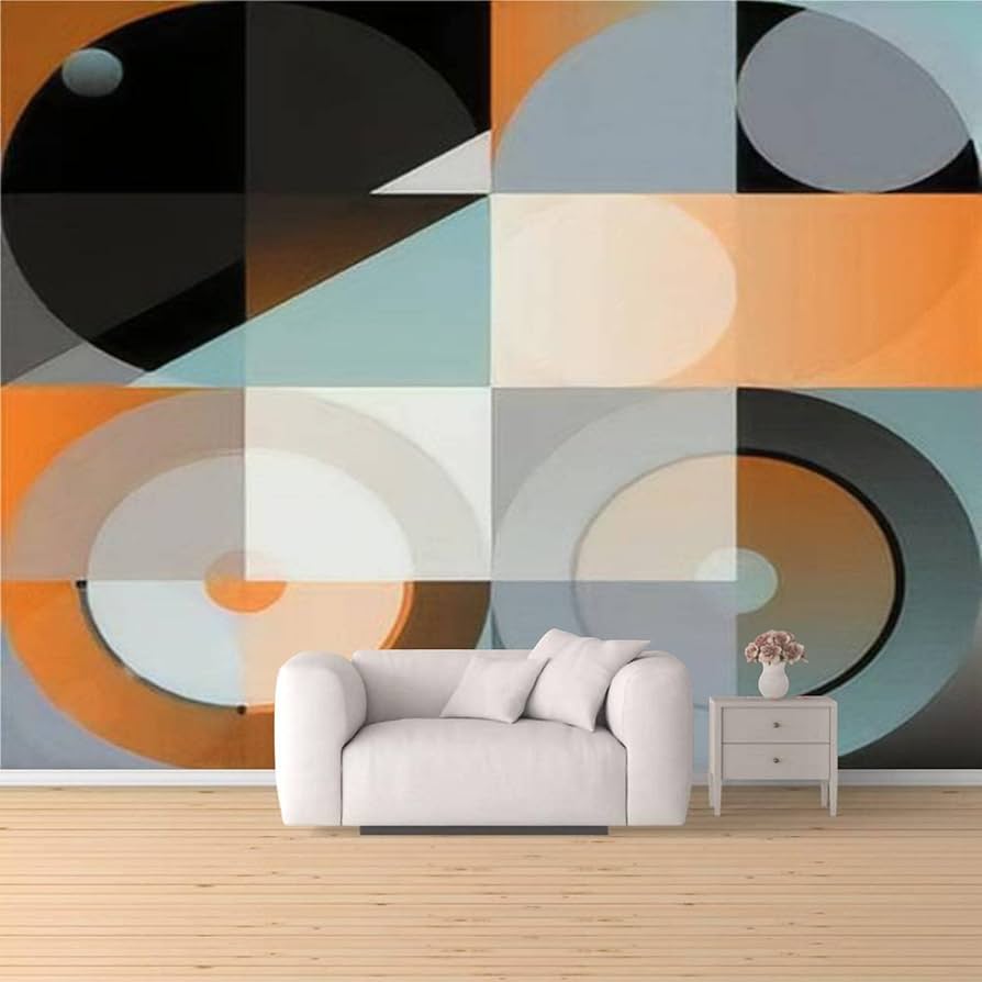 894x894 60s Retro Style Seamless Graphics Mid Century Motif Aesthetics Built A Peel & Stick Wallpaper Removable Self Adhesive Large Wallpaper Roll 3D Wall Mural Sticker Home Decor For Living Room Bedroom