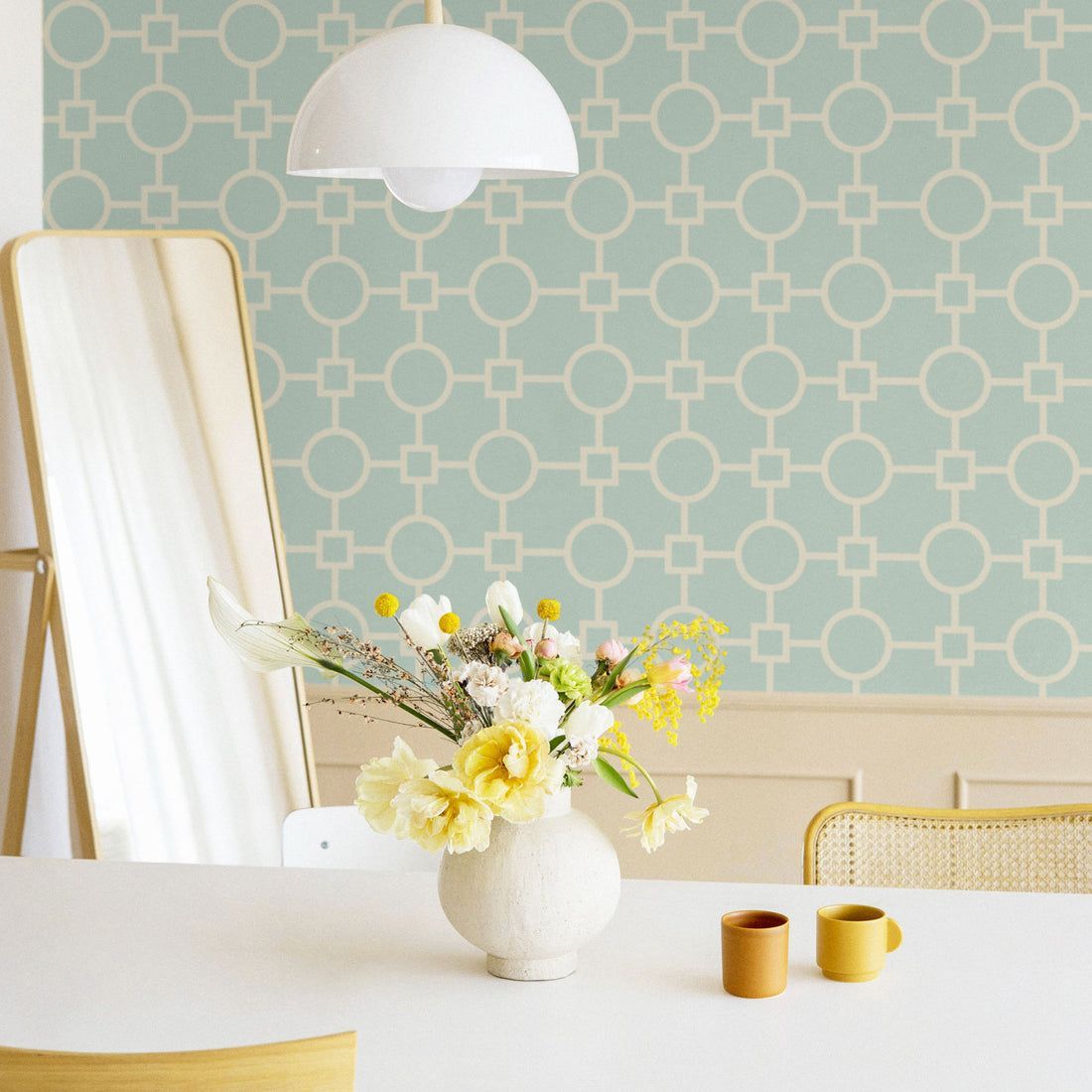 1100x1100 Green retro style geometric wallpaper