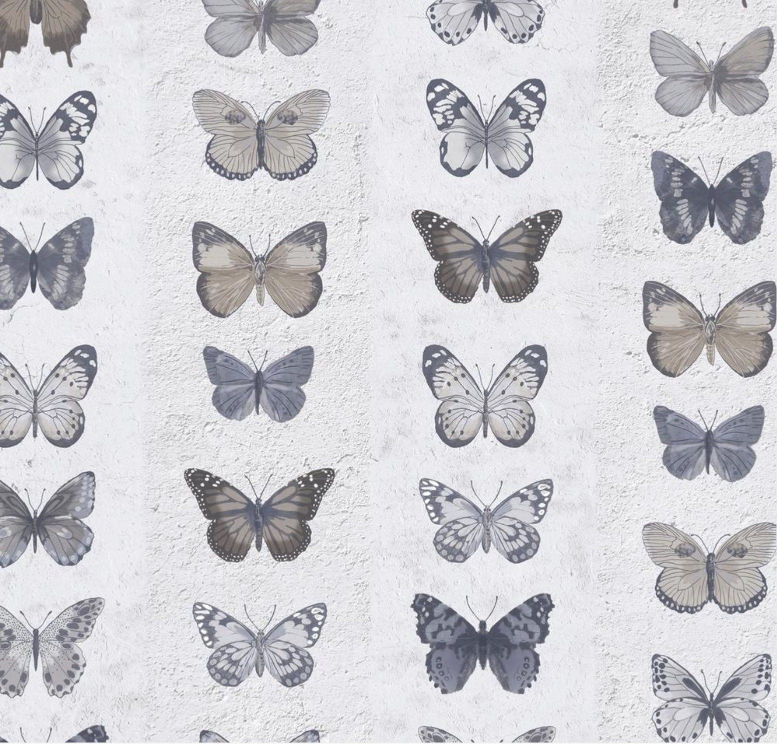 1555x1491 Blue Gray Butterfly Garland Wallpaper Modern Whimsical