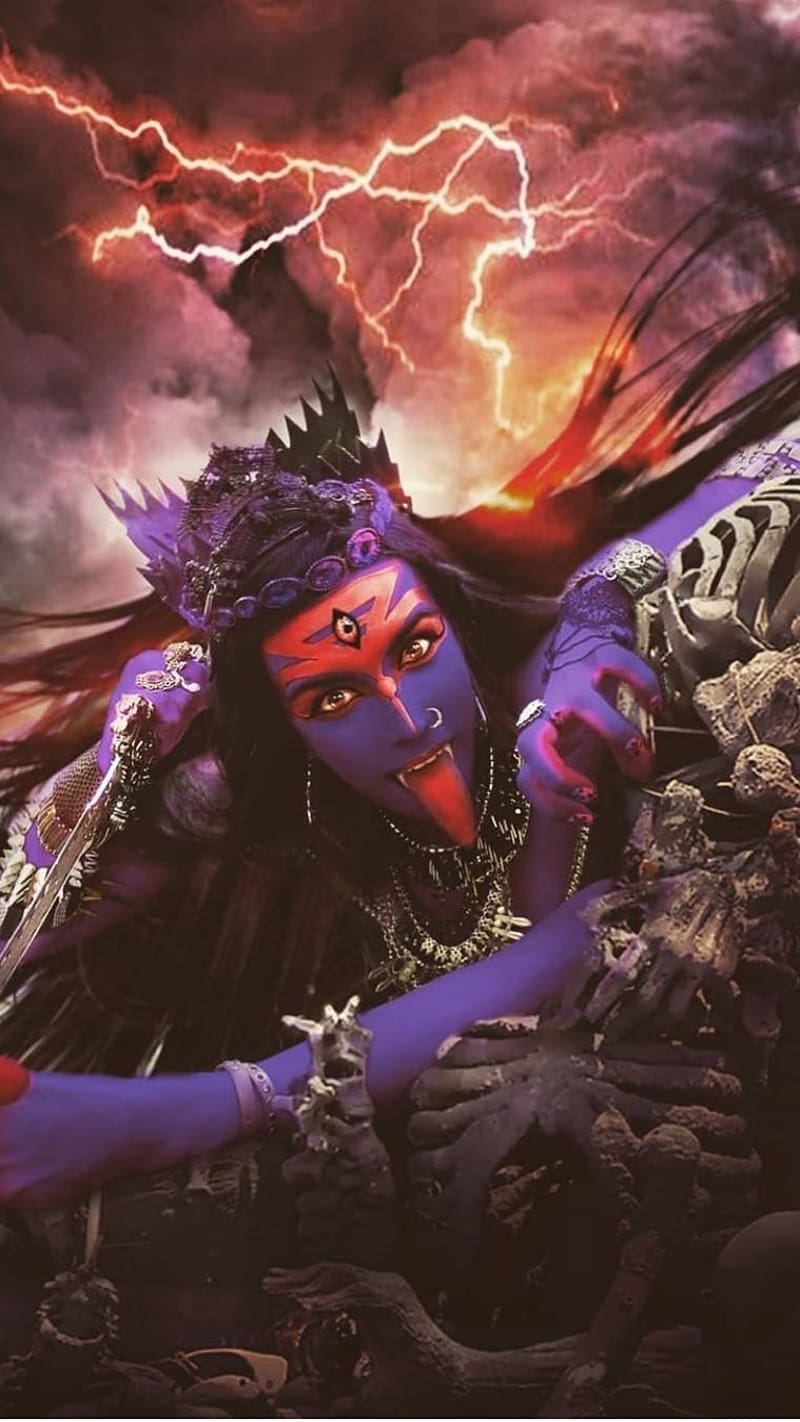 800x1422 Mahakali, face mahakali, face, mahakali, lord, god, HD phone wallpaper