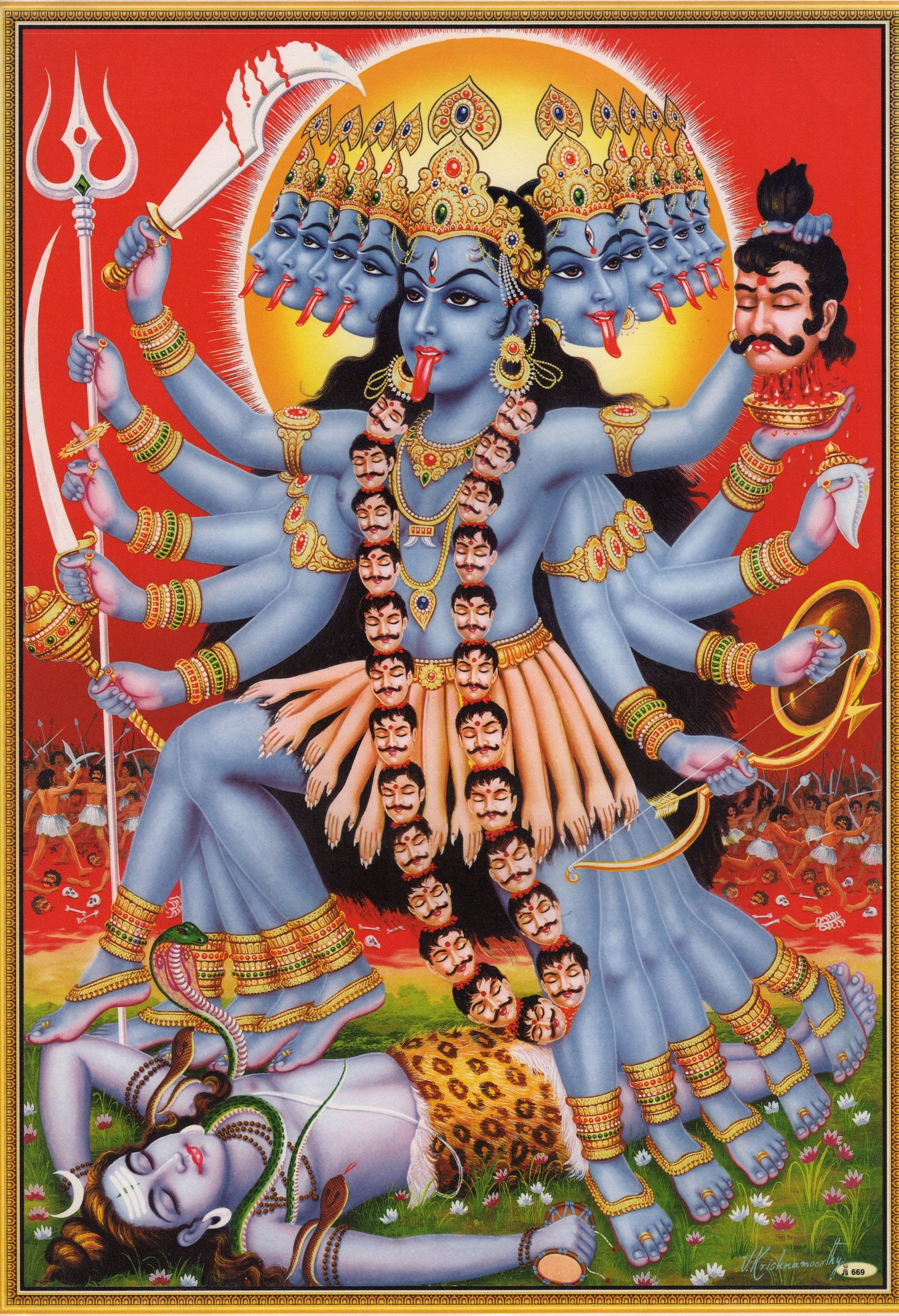 2049x3000 Mahakali. Large Vintage Style Indian Hindu Devotional Print Hong Kong