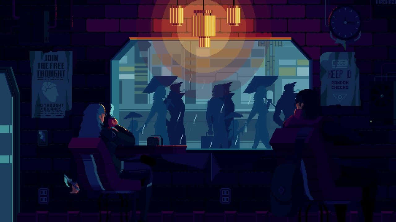 1280x720 Download 8 Bit Raining Lo Fi Desktop Wallpaper