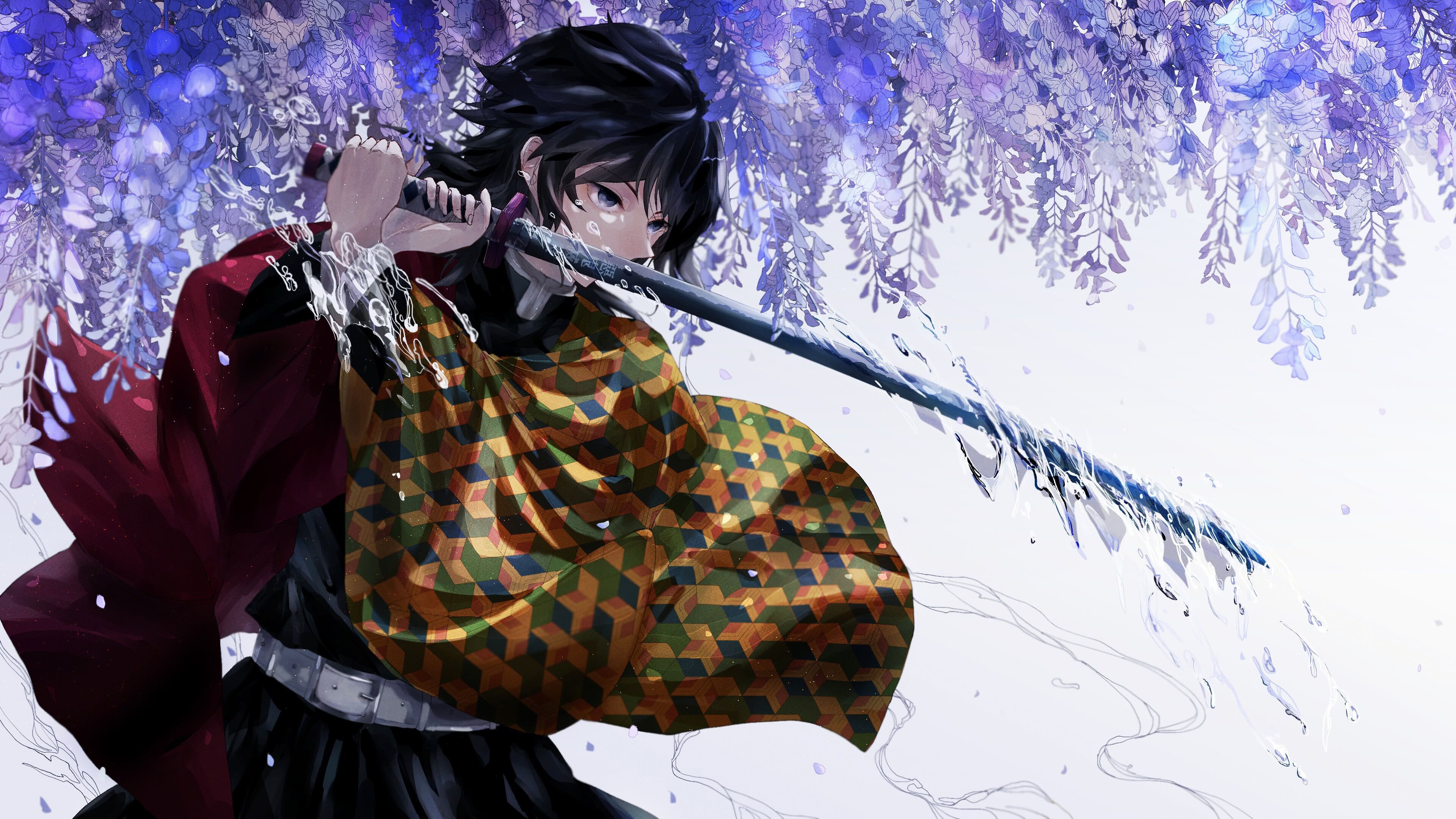 3840x2160 Kimetsu no Yaiba Giyu Tomioka Katana UHD 4K Wallpaper