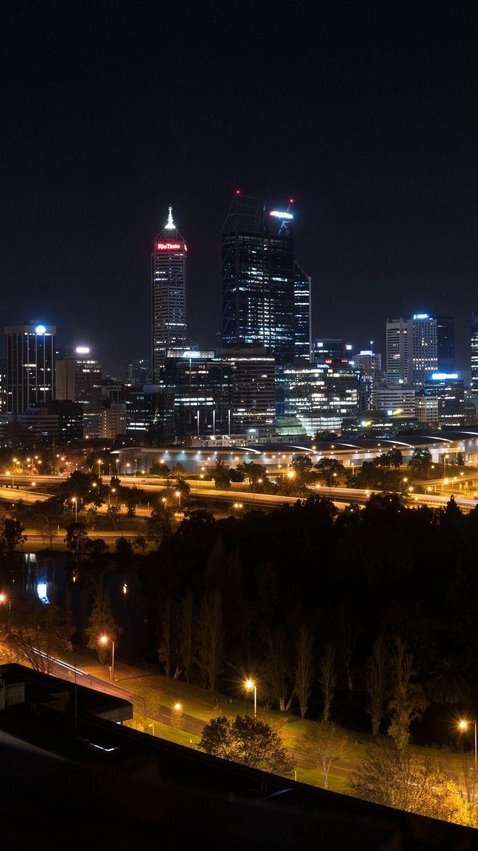 938x1668 Download wallpaper 938x1668 night city, skyscrapers, buildings, city