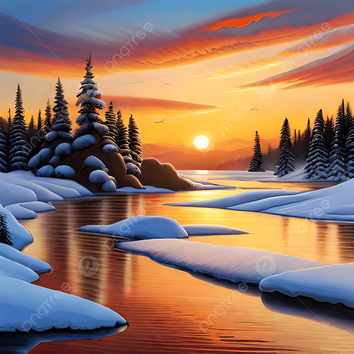 1200x1200 Winter Background, Sunset, Warm Winter Background, Nature Background Image And Wallpaper for Free Download