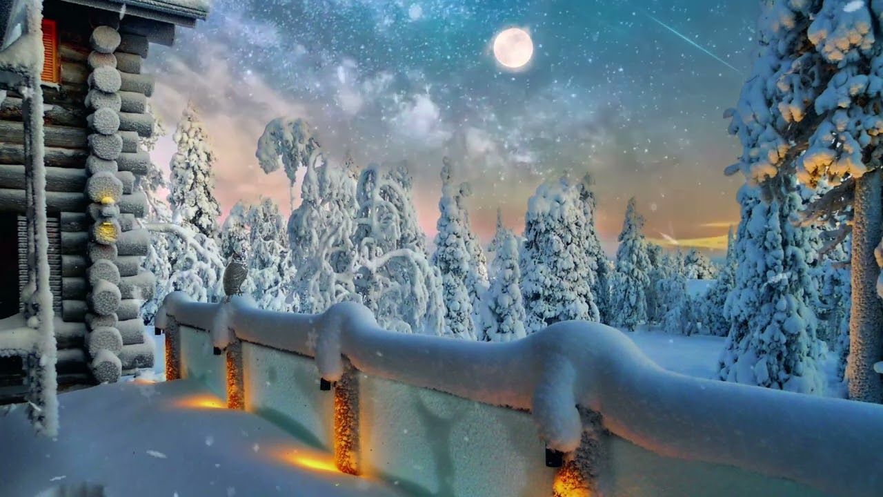 1280x720 Winter Ambience for Relaxing ASMR: Cozy blizzard sound, snow, and more!